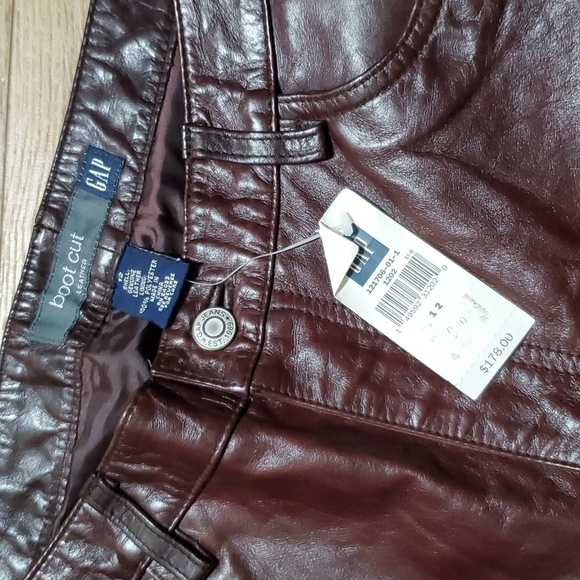 GAP nwt dead stock chocolate brown leather pants boot cut - Picture 3 of 7